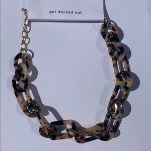 LOFT Tortoise Shell Chunky Necklace w/ Gold Chain